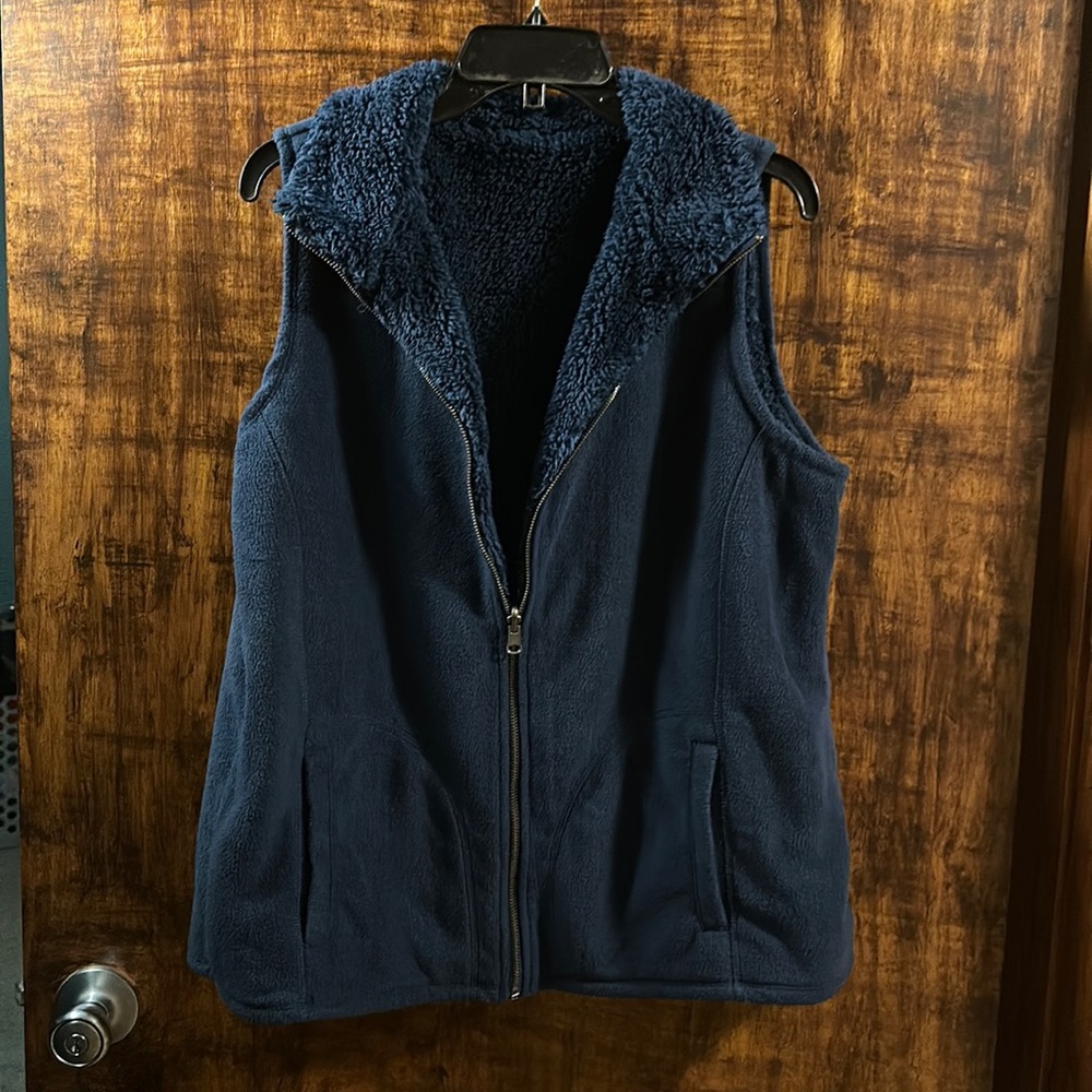 Blue fuzzy vest